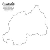 Simple outline map of Rwanda, silhouette in sketch line style vector
