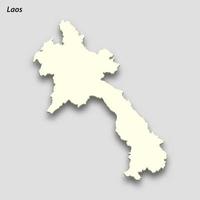 3d isometric map of Laos isolated with shadow vector