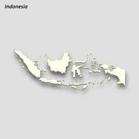 3d isométrica mapa de Indonesia aislado con sombra vector
