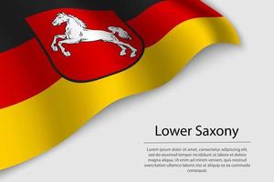 Wave flag of Lower Saxony is a state of Germany. Banner or ribbo vector