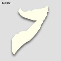 3d isometric map of Somalia isolated with shadow vector