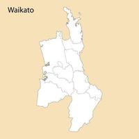 High Quality map of Waikato is a region of New Zealand vector