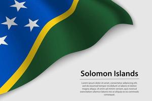 Wave flag of Solomon Islands on white background. Banner or ribb vector