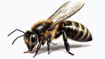 White background, honey bee. photo