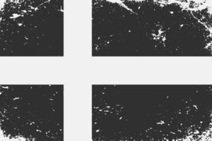 Grunge styled black and white flag Sweden. Old vintage backgroun vector