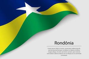 Wave flag of Rondonia is a state of Brazi vector