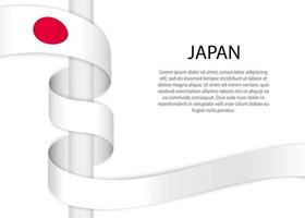 Waving ribbon on pole with flag of Japan. Template for independe vector