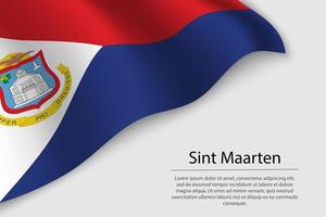 Wave flag of Sint Maarten is a province of Netherlands. Banner o vector