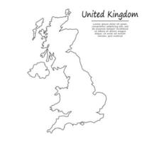 Simple outline map of United Kingdom, in sketch line style vector