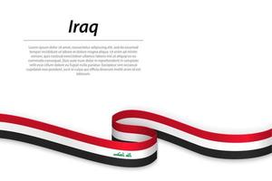 Waving ribbon or banner with flag of Iraq vector