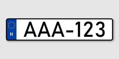 Vehicle registration plates Hungary vector