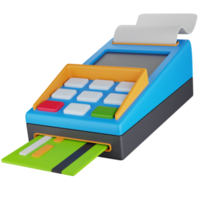 3d ikon illustration pos maskin med kreditera kort png
