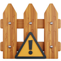 3d icône illustration clôture avec exclamation marque png