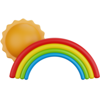 3d icona illustrazione soleggiato arcobaleno png