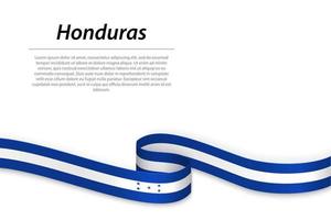 Waving ribbon or banner with flag of Honduras vector