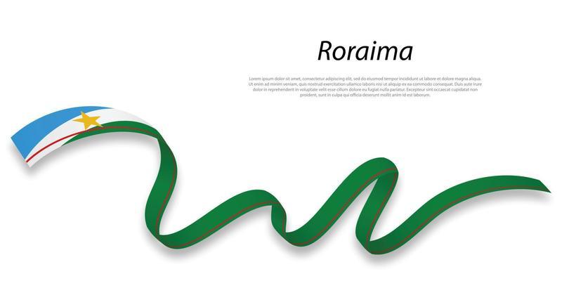 Waving ribbon or stripe with flag of Roraima