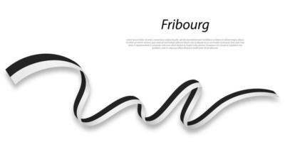 Waving ribbon or stripe with flag of Fribourg vector