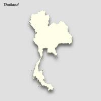 3d isométrica mapa de Tailandia aislado con sombra vector