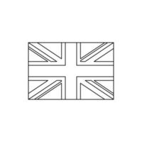 Black outline flag of United Kingdom.Thin line icon vector