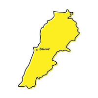 Simple outline map of Lebanon with capital location vector