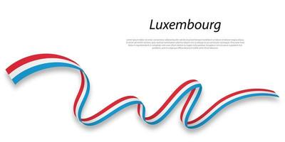 Waving ribbon or banner with flag of Luxembourg. vector