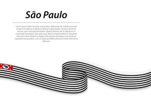 Waving ribbon or banner with flag of Sao Paulo vector