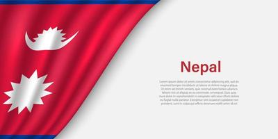 ola bandera de Nepal en blanco antecedentes. vector