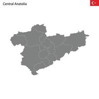 High Quality map Central Anatolia region of Turkey, with borders vector