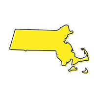 Simple outline map of Massachusetts is a state of United States. vector