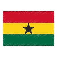 Hand drawn sketch flag of Ghana. doodle style icon vector