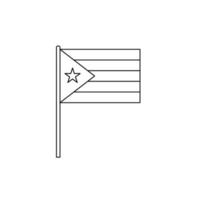 Black outline flag on of Cuba. Thin line icon vector