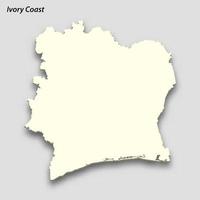 3d isometric map of Ivory Coast isolated with shadow vector