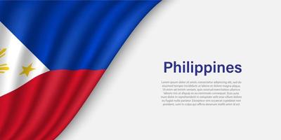 Wave flag of Philippines on white background. vector