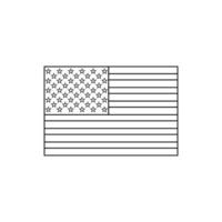 Black outline flag of United States.Thin line icon vector
