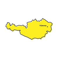 Simple outline map of Austria with capital location vector