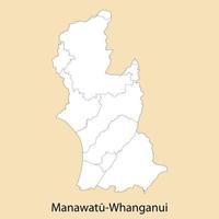 High Quality map of Manawatu-Whanganui is a region of New Zealand vector