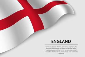 Wave flag of England on white background. Banner or ribbon vecto vector