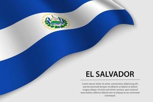 Wave flag of El Salvador on white background. Banner or ribbon v vector