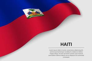 Wave flag of Haiti on white background. Banner or ribbon vector