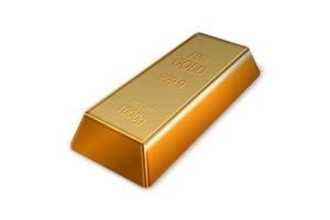 3d realistic gold bar on a white background. vector