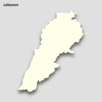 3d isometric map of Lebanon isolated with shadow vector