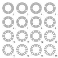 Set of round graphic pie charts icons. Segment of circle infogra vector