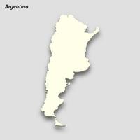 3d isometric map of Argentina isolated with shadow vector