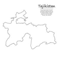 Simple outline map of Tajikistan, silhouette in sketch line styl vector