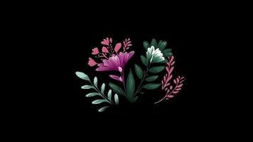 bloem blad icoon lus animatie video transparant achtergrond met alpha kanaal.