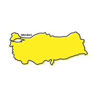 Simple outline map of Turkey with capital location vector