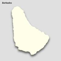 3d isometric map of Barbados isolated with shadow vector