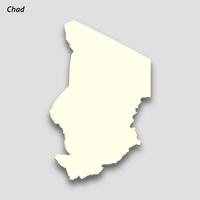 3d isometric map of Chad isolated with shadow vector