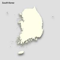 3d isometric map of South Korea isolated with shadow vector