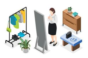 People Morning Routine Isometric Set vector